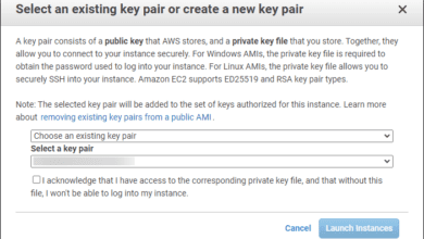 After creating an AMI image you can select a new or existing key pair