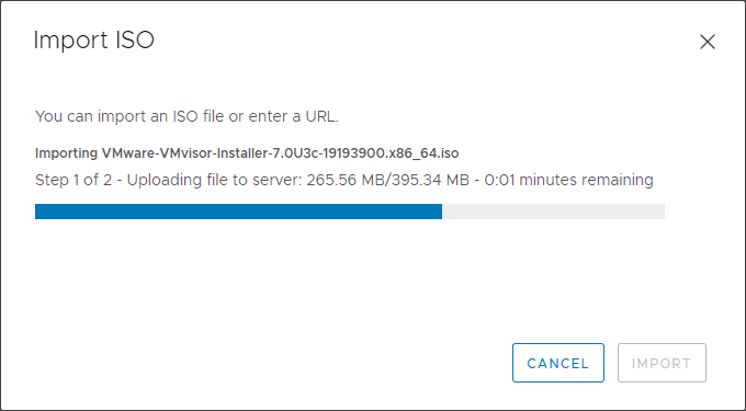Importing the ESXi 7.0 Update 3c ISO