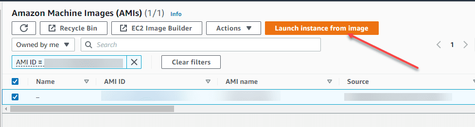 Launching an instance from the AMI machine image