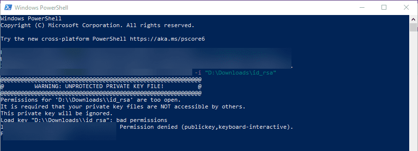 Unprotected private key file error