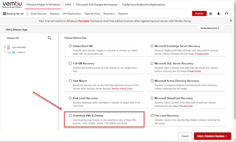 Use BDRSuite v5.1 to Download Disks and VMs for easy P2V and V2V conversions