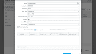 Adding a static default route in Palo Alto VM series