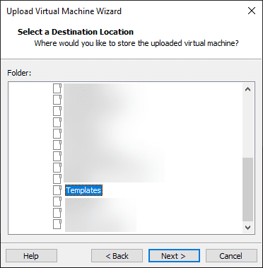 Choose the destination location for the newly created Imager VM