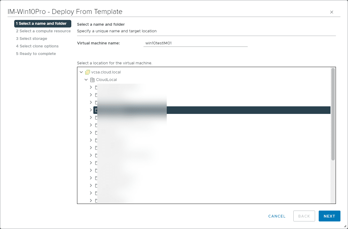 Deploy a new virtual machine from the VM template