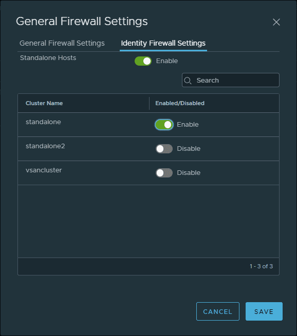 Identity firewall settings are enabled