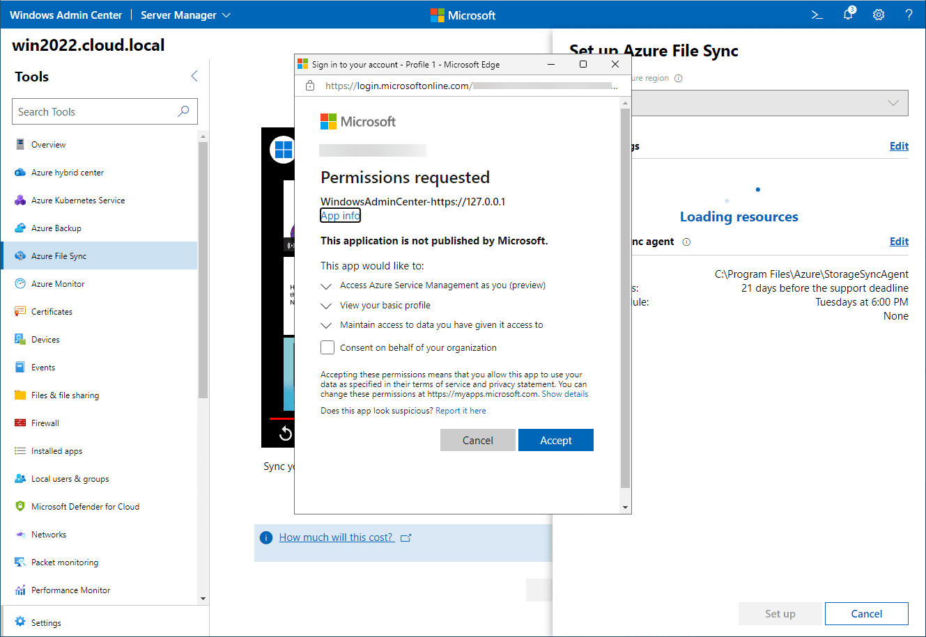 Login with your Azure credentials