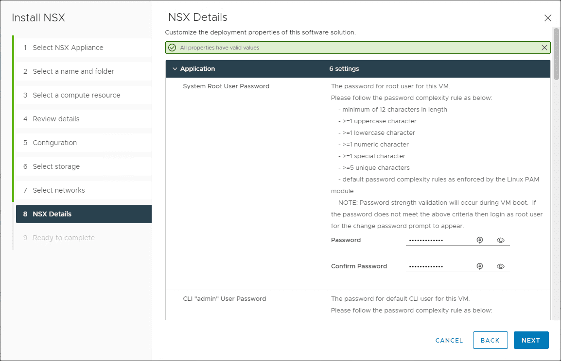 Pay attention to the NSX Details page to enter all the information correctly