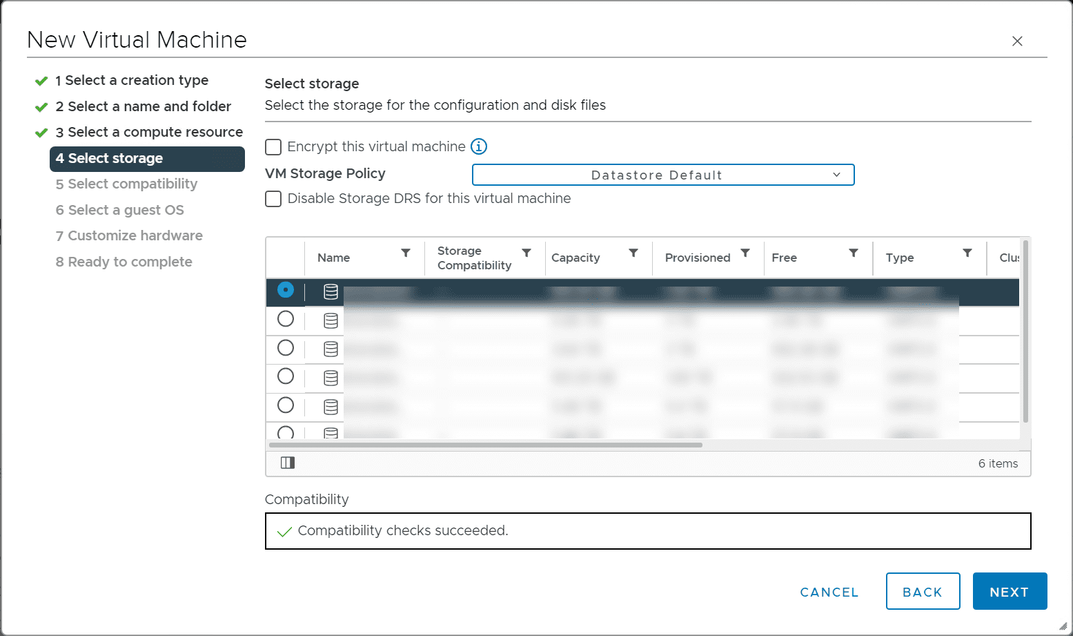 Select storage for the pfSense virtual machine