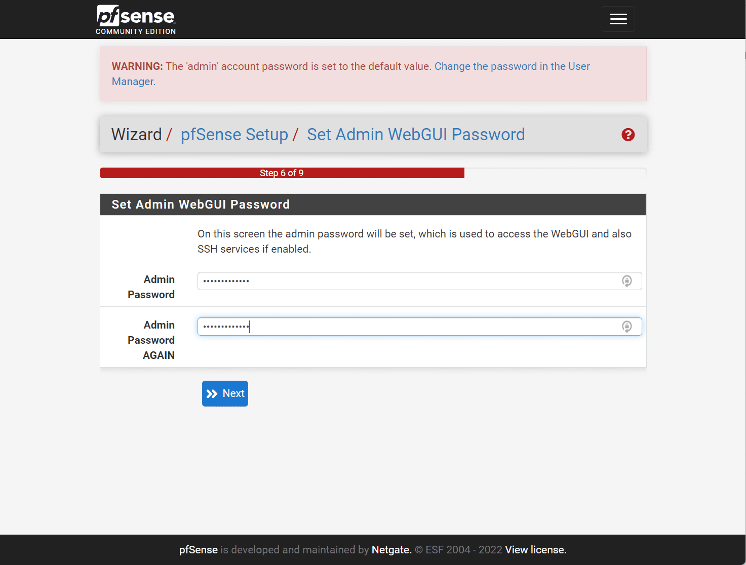 Set the WebGUI password