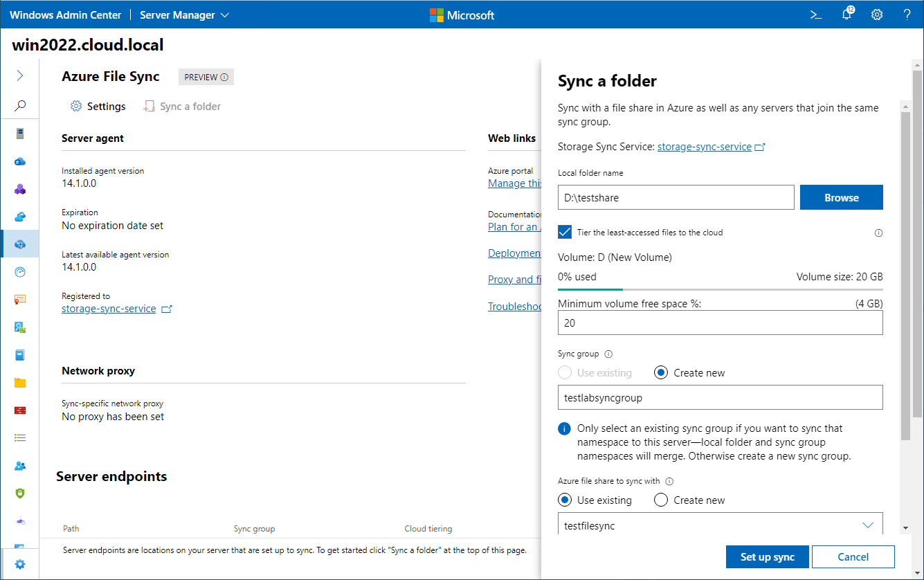 Setting up the tiered storage configuration