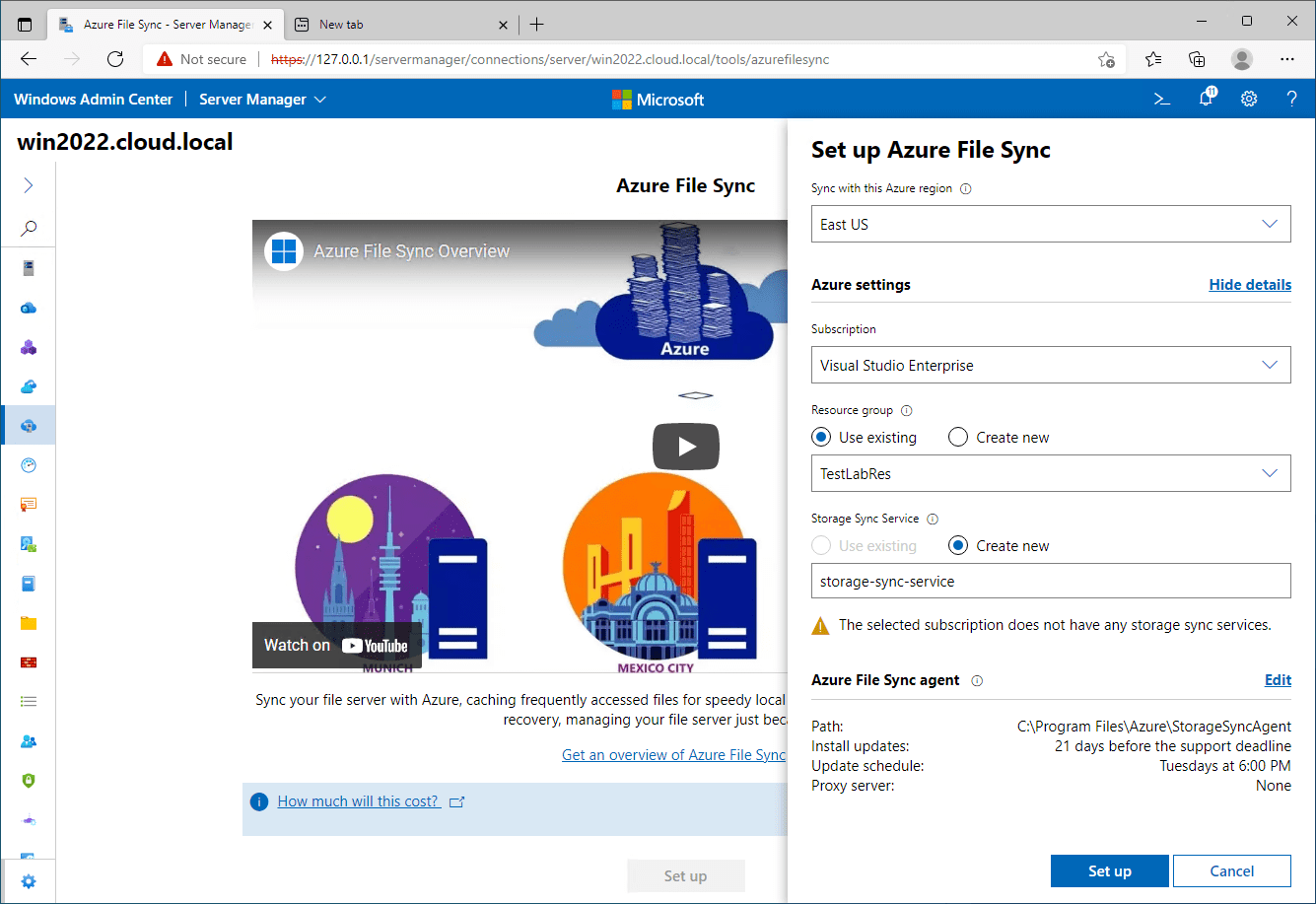 Setup Azure File Sync configuration