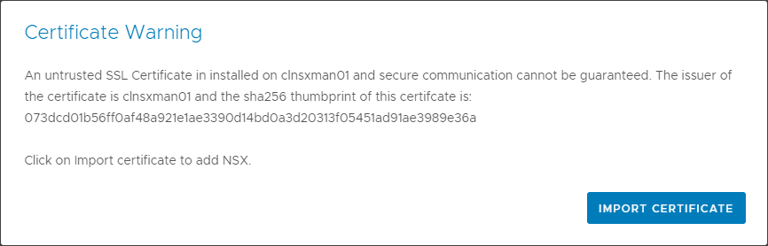 Accept the certificate warning during the VMware HCX configuration