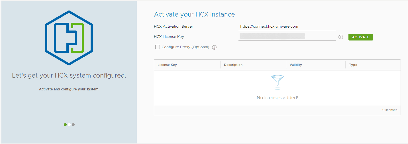 Activate your VMware HCX installation