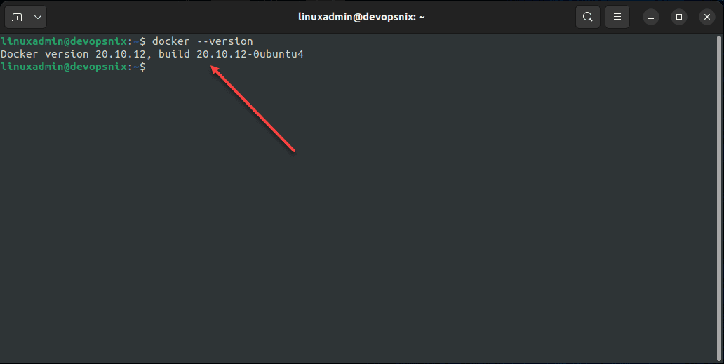 Checking the version of Docker installed in Ubuntu 22.04 LTS