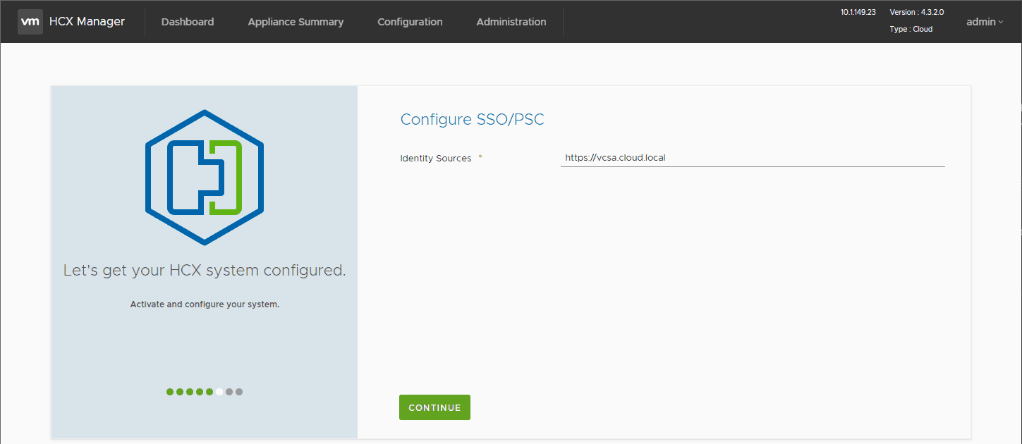 Configure SSO and PSC during VMware HCX configuration