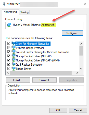 Finding your new virtual network adapter for use in VMware Workstation for VLAN tagging
