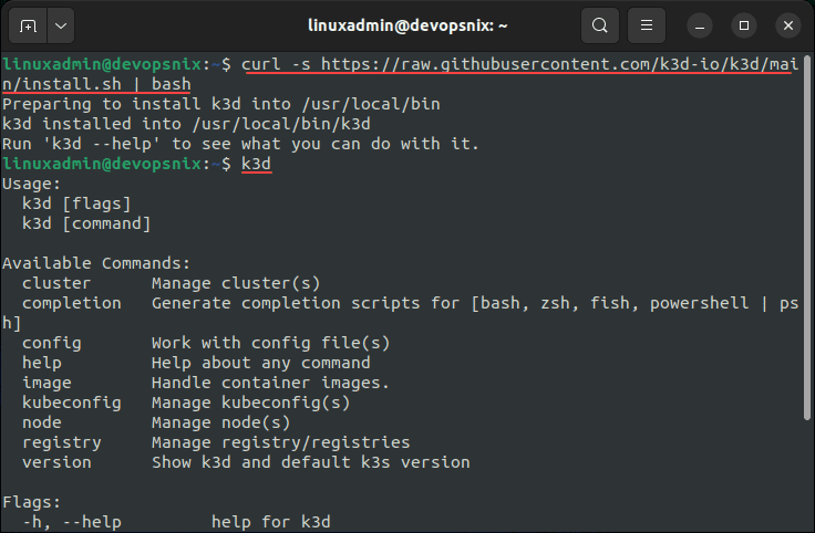 Installing K3D in Ubuntu 22.04 LTS