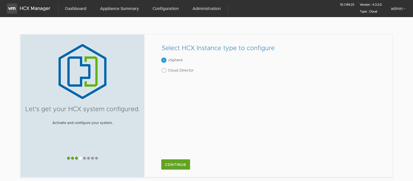 Select the VMware HCX instance type