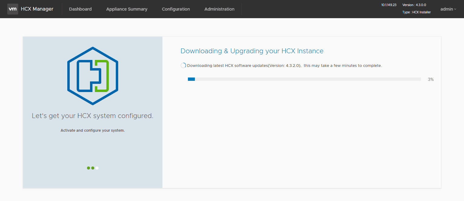 VMware HCX will download and install the latest updates