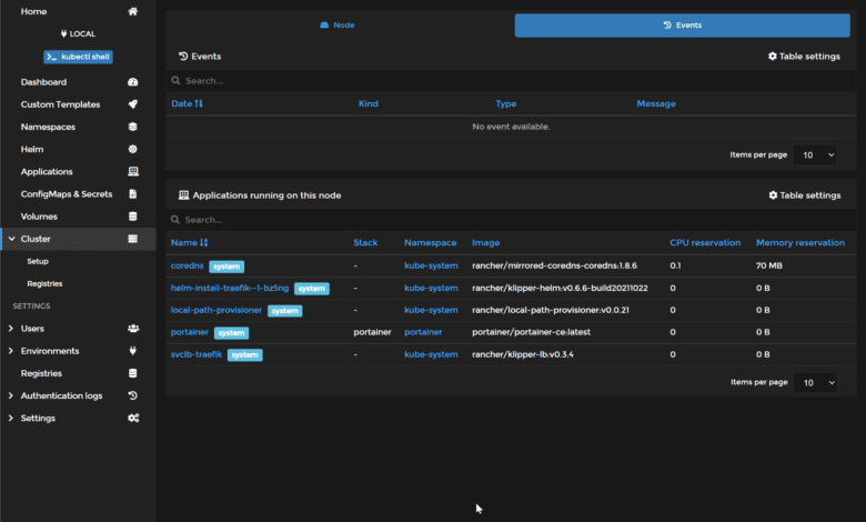 Viewing events for a particular K3s Kubernetes node