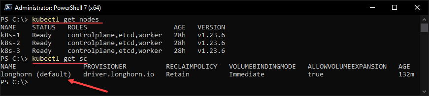 Checking the default storage class in Kubernetes