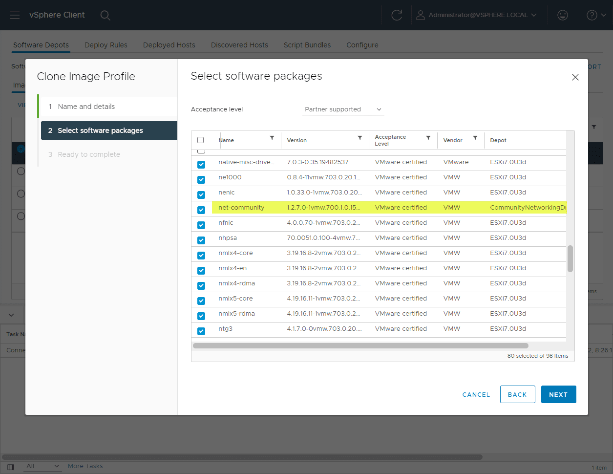 Customize the software packages including in the ESXi Auto Deploy custom ESXi ISO