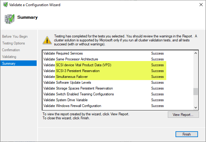 Failover Cluster iSCSI tests complete successfully