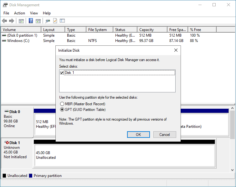 Initializing the Hyper V Cluster iSCSI storage presented from StarWind