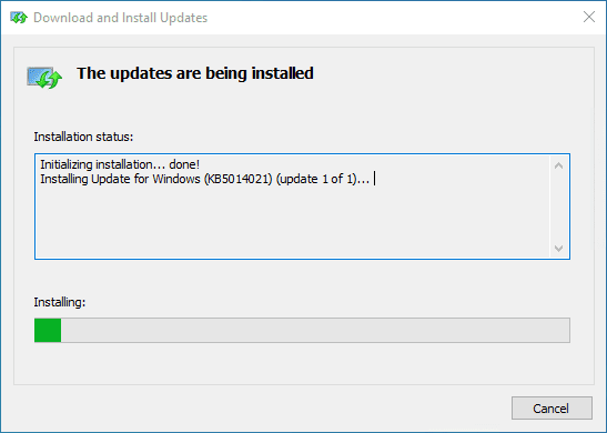 Installing the Windows Server 2022 WSL2 update KB5014021