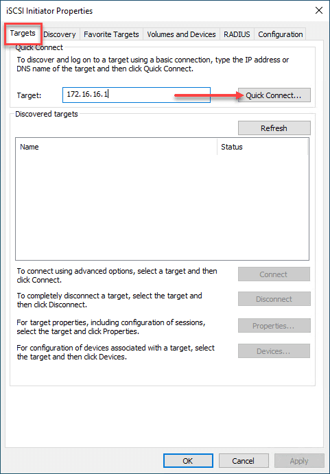Setting up a quickconnect target on your Hyper V host