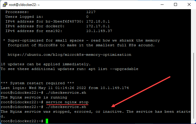 Simulating a failure and running the check monitoring script