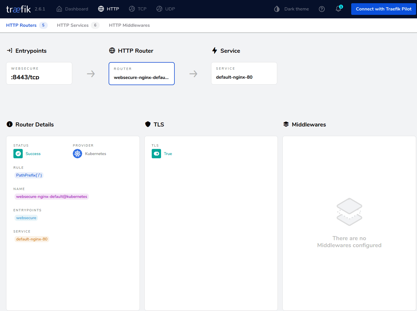 Viewing the ingress in the Traefik dashboard