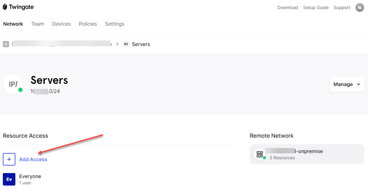 Define which groups can access network resources in Twingate