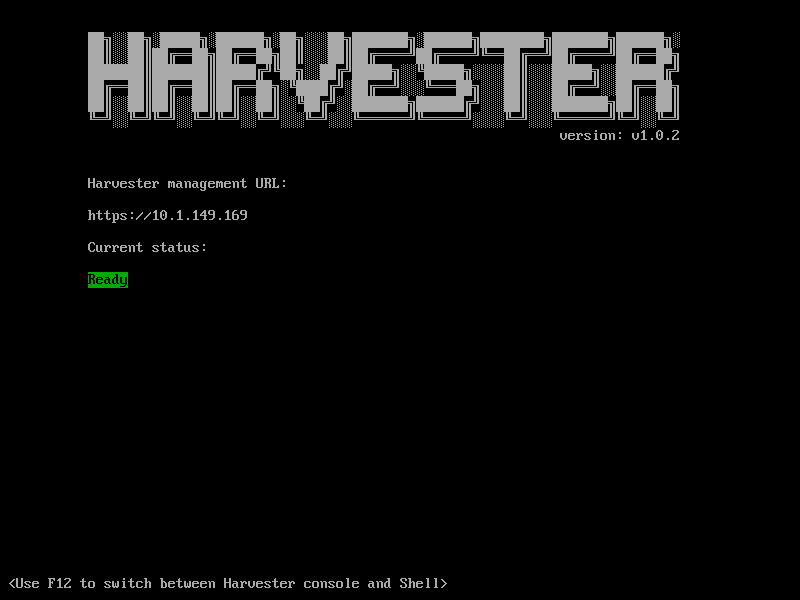 Harvester node is installed and in a Ready state