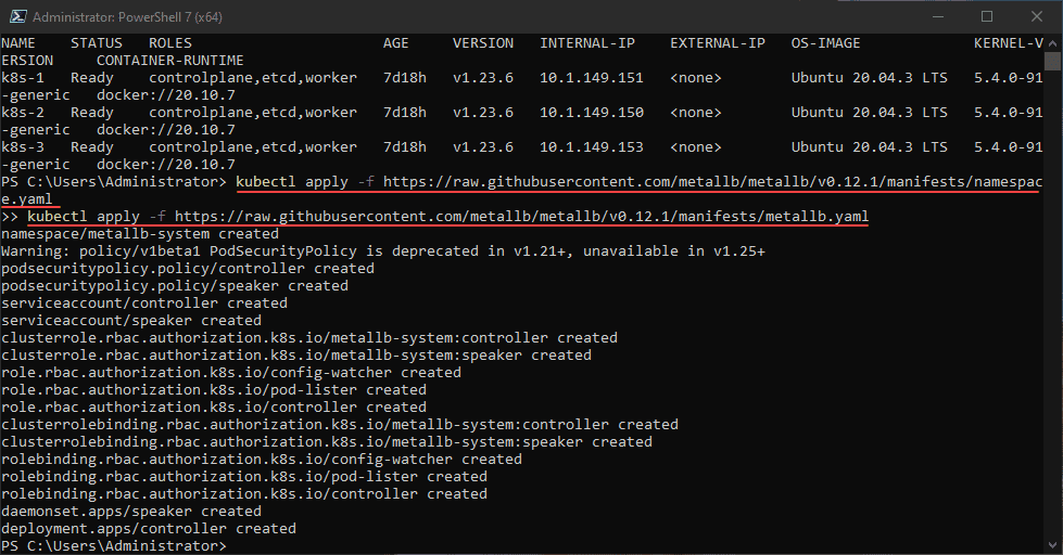 Installing MetalLB using a Kubernetes manifest