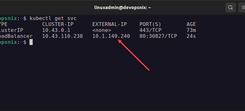 MetalLB hands out an IP address to the Nginx deployment