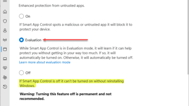 Reviewing the settings of Smart App Control