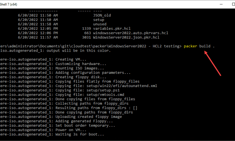 Running the packer build with the new HCL2 files in place