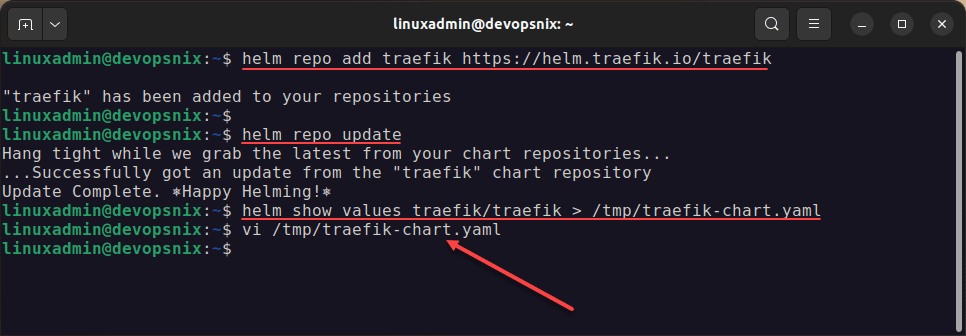 Traefik helm repo install and update