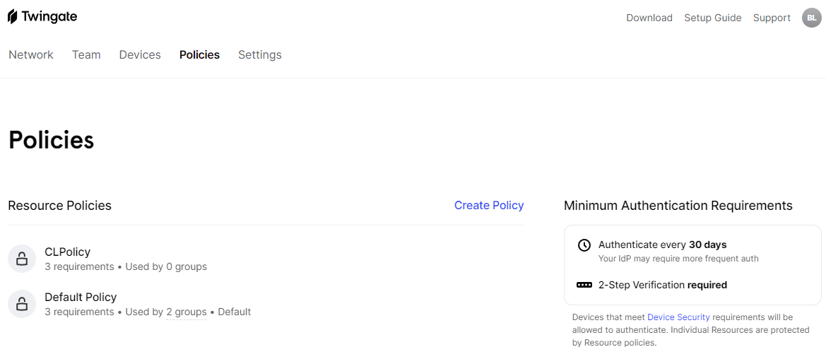 Viewing Twingate policy configuration