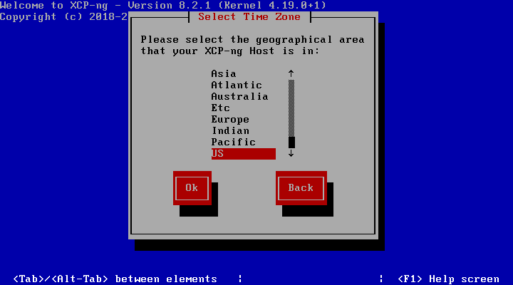 Choose your geographic region for XCP NG host