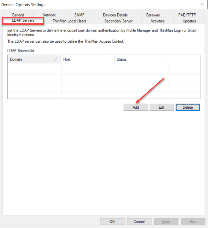 Configure LDAP servers before enabling ThinMan Smart Identity