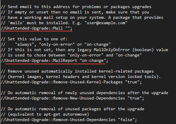 Mail configuration for the unattended upgrades in Ubuntu