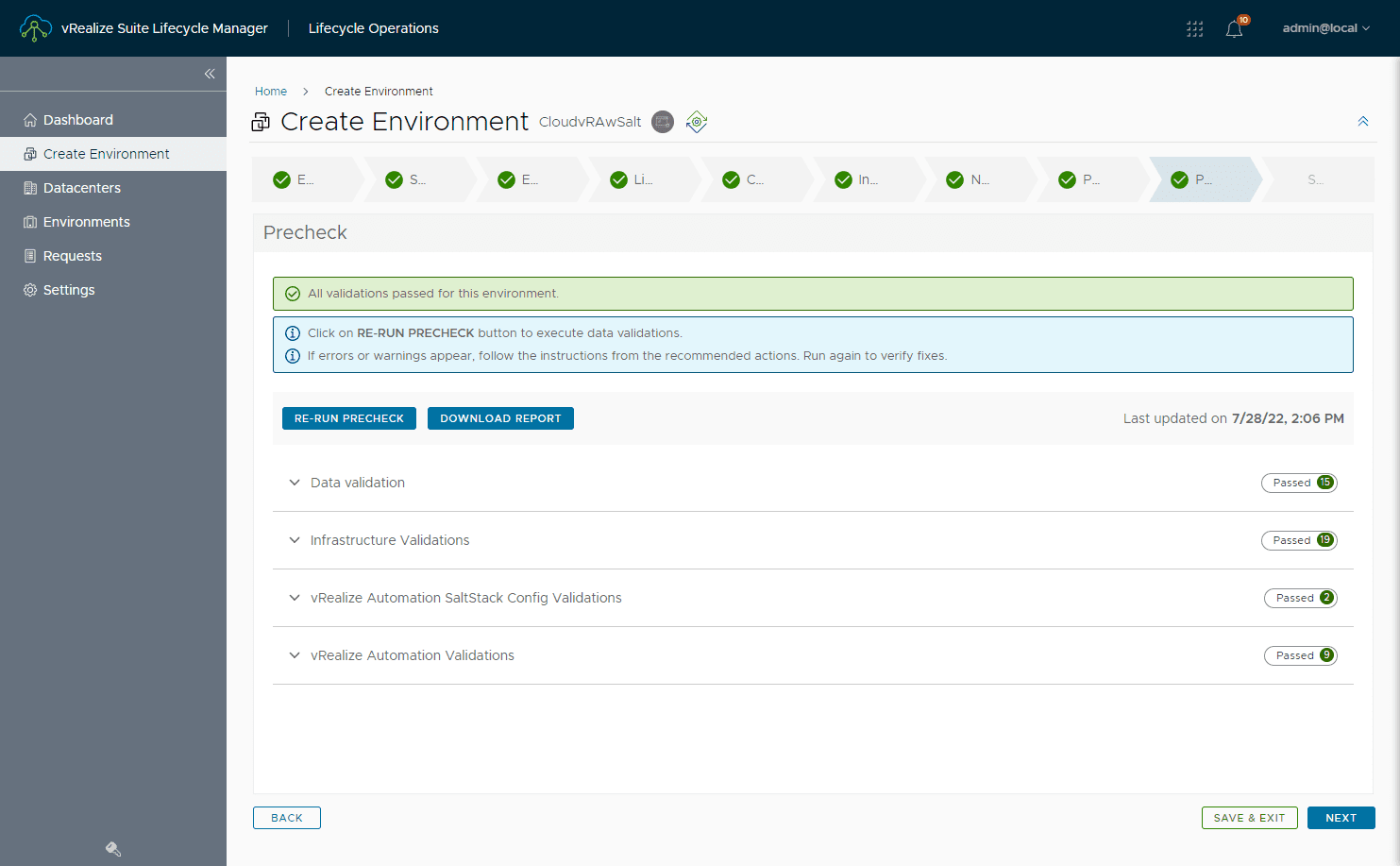 Precheck passes without issues