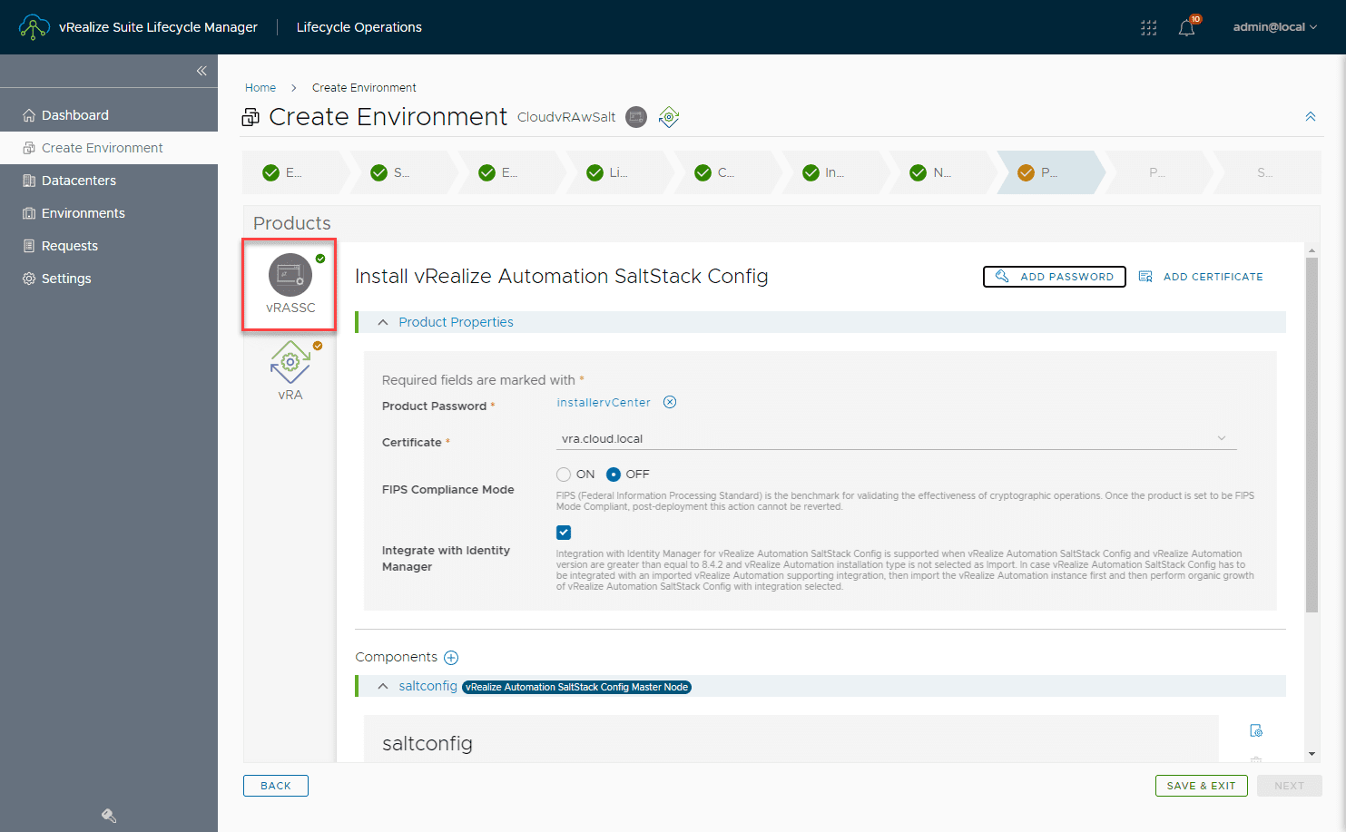 SaltStack Config during the installation