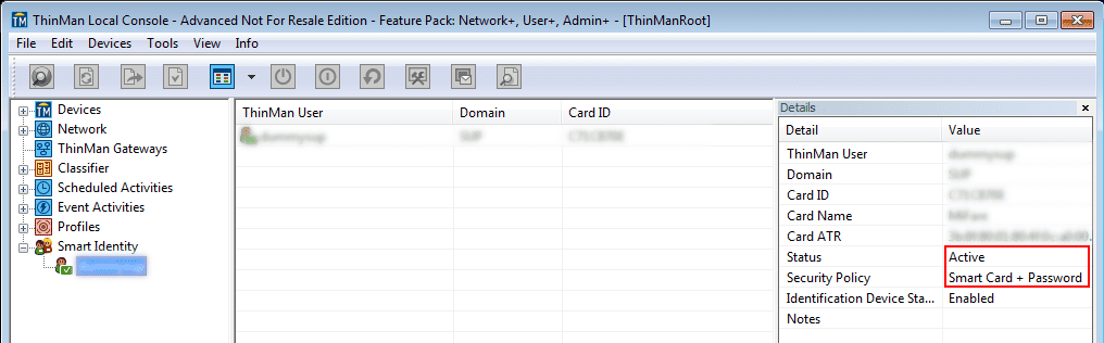 Viewing Smart Identity connections in ThinMan Server