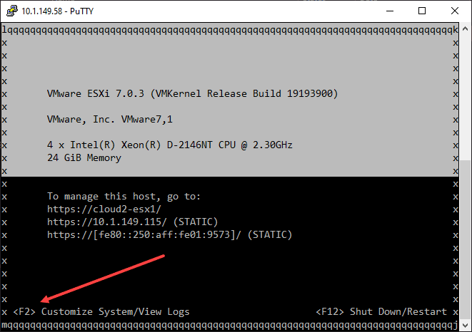 Accessing the DCUI on your ESXi host