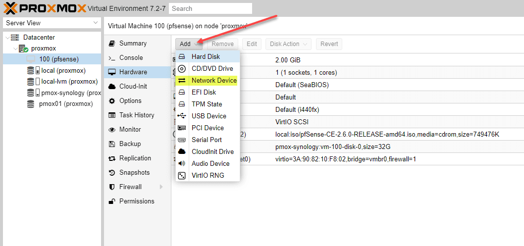 Add a new network adapter