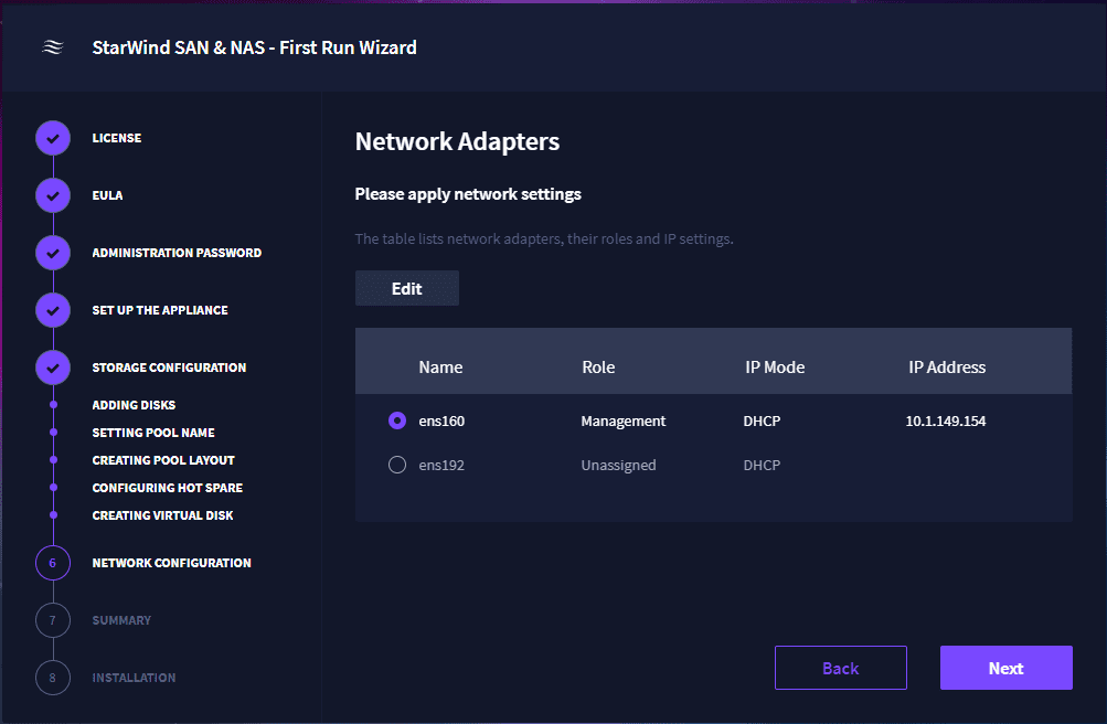 Configure the network adapters and IP addresses