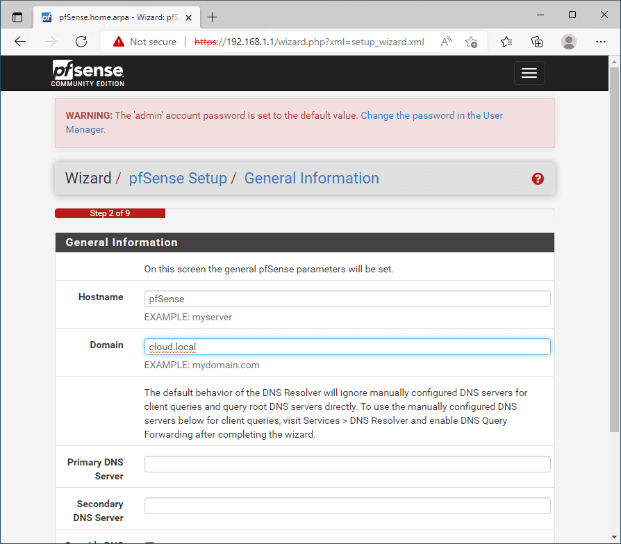 Configure the pfSense hostname